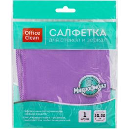 OfficeClean Салфетка для стекол и зеркал , плотная микрофибра, 30*30см, фиолетовая 275762