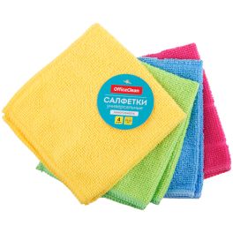 OfficeClean Салфетки для уборки «Универсальные», набор 4шт., микрофибра, 25*25см 304812