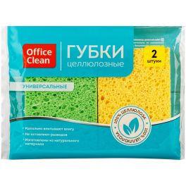 OfficeClean Губки бытовые целлюлозные (губчатые), для посуды и уборки, 9,5*6,5*2см, 2шт. 301825 1/80