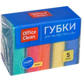 OfficeClean Губки для посуды «Maxi», поролон с абразивным слоем, 9*6,5*2,7см, 5шт. 248977 1/32