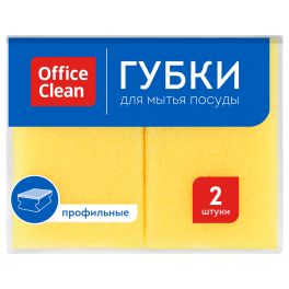 OfficeClean Губки для посуды поролон с абразивным слоем, профильные, 9,6*6,4*4,2см, 2шт. 281461 1/40