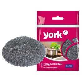 Губка для посуды York «Макси», металлическая, 1шт., 11*11*3см
