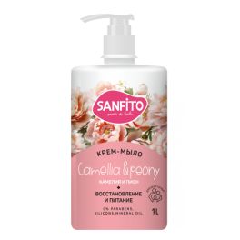 Sanfito крем-мыло жидкое 1000мл Камелия и пион Восстановление и питание 1/8 25452