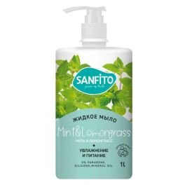 Sanfito мыло жидкое 1000мл Лемонграсс и мята Увлажнение и питание 1/8 25448