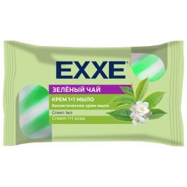 EXXE Крем-мыло 1+1 «Зелёный чай» (ЗЕЛЁНОЕ полосатое), 90г х 1штука С0007675 1/36