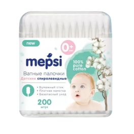 MEPSI Детские ватные палочки спиралевидная намотка , 200 шт. 1/48
