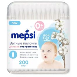 MEPSI Детские ватные палочки ультратонкие, 200 шт. 1/48