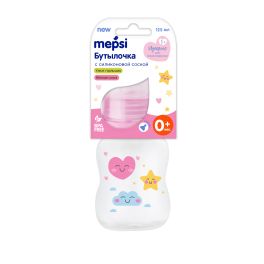 MEPSI Бутылочка для кормления с силиконовой соской 125 мл, 0+, «Happy» (0218) 1/6