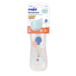 MEPSI Бутылочка для кормления с силиконовой соской 250 мл, 0+, «Шарики. Слон»(0220) (Россия)