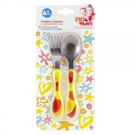 ПОМА Ложечка и вилочка из нержавеющей стали, 1 набор. (Полистирол, нержавеющая сталь) 6+ 815