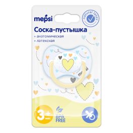 MEPSI Соска-пустышка латексная анатомическая, 3+ мес.,«Сердечко» (0375)