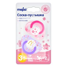MEPSI Соска-пустышка латексная классическая 3+ 2шт 0340