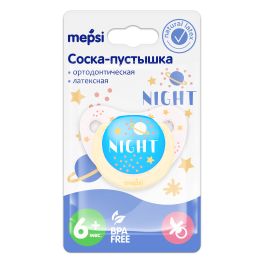 MEPSI Соска-пустышка латексная ортодонтическая, 6+ мес.,«Night» (0379)