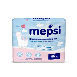 MEPSI Пеленки впитывающие ультратонкие с абсорбентом 60*60 30шт/уп 0539 1/8