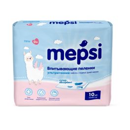 MEPSI Пеленки впитывающие ультратонкие с абсорбентом 60*60 10шт/уп 0538 1/24