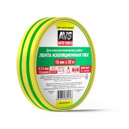 AVS Лента изоляционная ПВХ SCH-041 19 mm x 20 m (желто-зеленая)  1/10/250