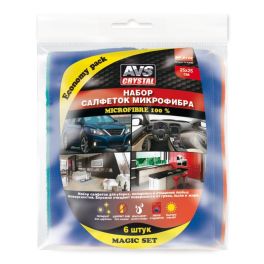 AVS Набор салфеток экономичный для полировки и очистки MF-6122 (микроф.- 6шт, 25х25см)  1/50