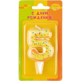 MС Свеча Цифра 5 Пончик 6см