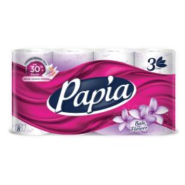 PAPIA Бумага туалетная 3-х сл, Балийский Цветок*8  1/7