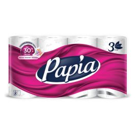 PAPIA Бумага туалетная 3-х сл, белая*8  1/7