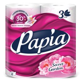 PAPIA Бумага туалетная 3-х сл, Таинственный Сад*4  1/14