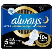 ALWAYS Ultra Женские гигиенические прокладки ароматизированные Night экстра защита Single 6шт