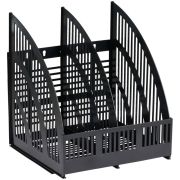 Лоток для бумаг вертикальный СТАММ «Line», сборный, 2 отделения, черный ЛТВ-01472