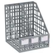 Лоток для бумаг вертикальный СТАММ, сборный, 2 отделения, серый ЛТВ-01480