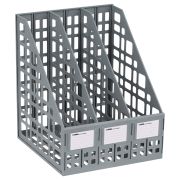 Лоток для бумаг вертикальный СТАММ, сборный, 3 отделения, серый ЛТВ-63719