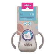 LUBBY Поильник-непроливайка, с мягк. нос., с ручк. и грузиком, от 6 мес, 180 мл, PP, сил.  1\12