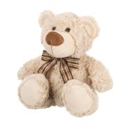 Игрушка мягконабивная Мишка кремовый с коричневой ленточкой в клетку, 20 см, в/п 20*15*1 RL24134-20