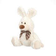 Игрушка мягконабивная Зайчик белый с коричневым бантиком в клетку, 20 см, в/п 20*20*15 RL24130-20