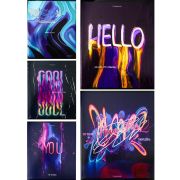 Тетрадь КЛЕТКА 96л. НАДПИСИ В НЕОНЕ (96-8440) 5диз в сп, твин-лак, холодное тис