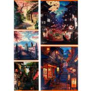 Тетрадь КЛЕТКА 96л. ПЕЙЗАЖИ ИЗ АНИМЕ (96-8442) 5диз в сп, твин-лак, холодное тис