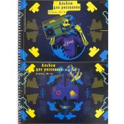 Альбом для рисования А4 40л. СКЕЛЕТЫ (40-5679) гребень,2 диз в сп,6+0 лён, микроперф