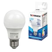 Лампа светодиодная SONNEN, 10 (85) Вт, цоколь Е27, груша, нейтральный белый свет, 30000 ч, LED A60-1