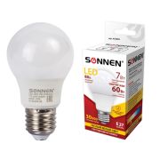 Лампа светодиодная SONNEN, 7 (60) Вт, цоколь E27, груша, теплый белый свет, 30000 ч, LED A55-7W-2700