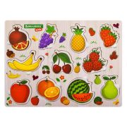 Рамка-вкладыш деревянная развивающая «Фрукты и ягоды», 22х30 см, BRAUBERG KIDS, 665254