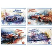 Альбом для рисования А4 12л., на скрепке, мелованный картон «Авто в акварели», 4 дизайна AL13150