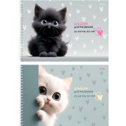 Альбом для рисования А4 20л. МИЛЫЕ КОТИКИ - 3 (20-7808) 2 диз. в сп.,на гребне, картон.обл.,офс
