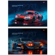 ТМ«Profit»Альбом для рисов. А4 32л. СПОРТИВНЫЕ АВТО - 1 (32-7253) скрепка, 2 диз в сп